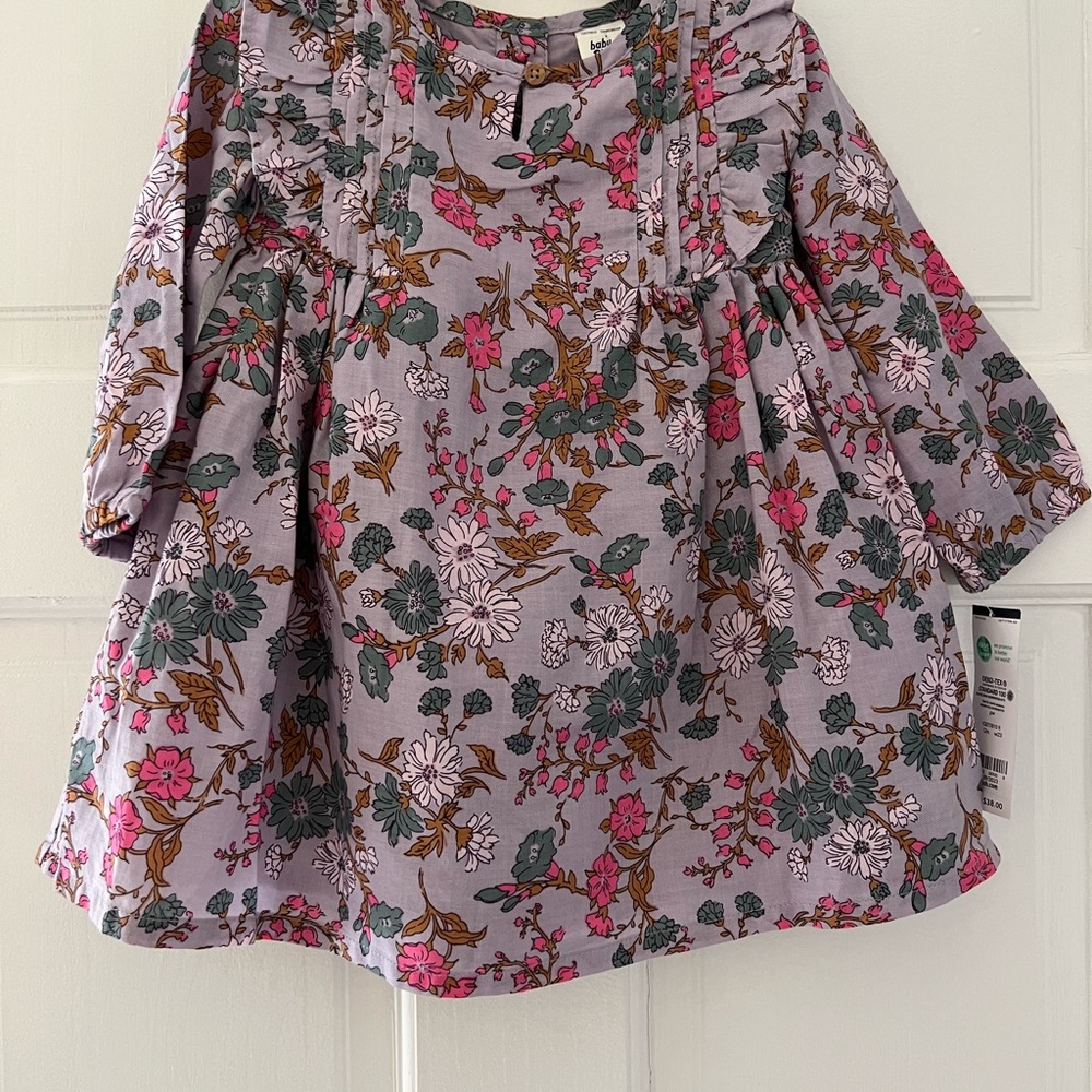 OshKosh B'gosh Lavender Floral Long-Sleeve Dress with Pink & Green Accents